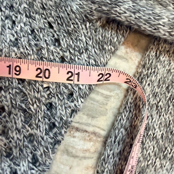 Debbie Morgan Gray Open Knit Cardigan Waterfall Draped Sweater | M - Picture 6 of 8